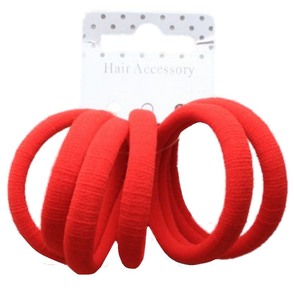 Elastic  Hair Red Ponnies 6 Pieces