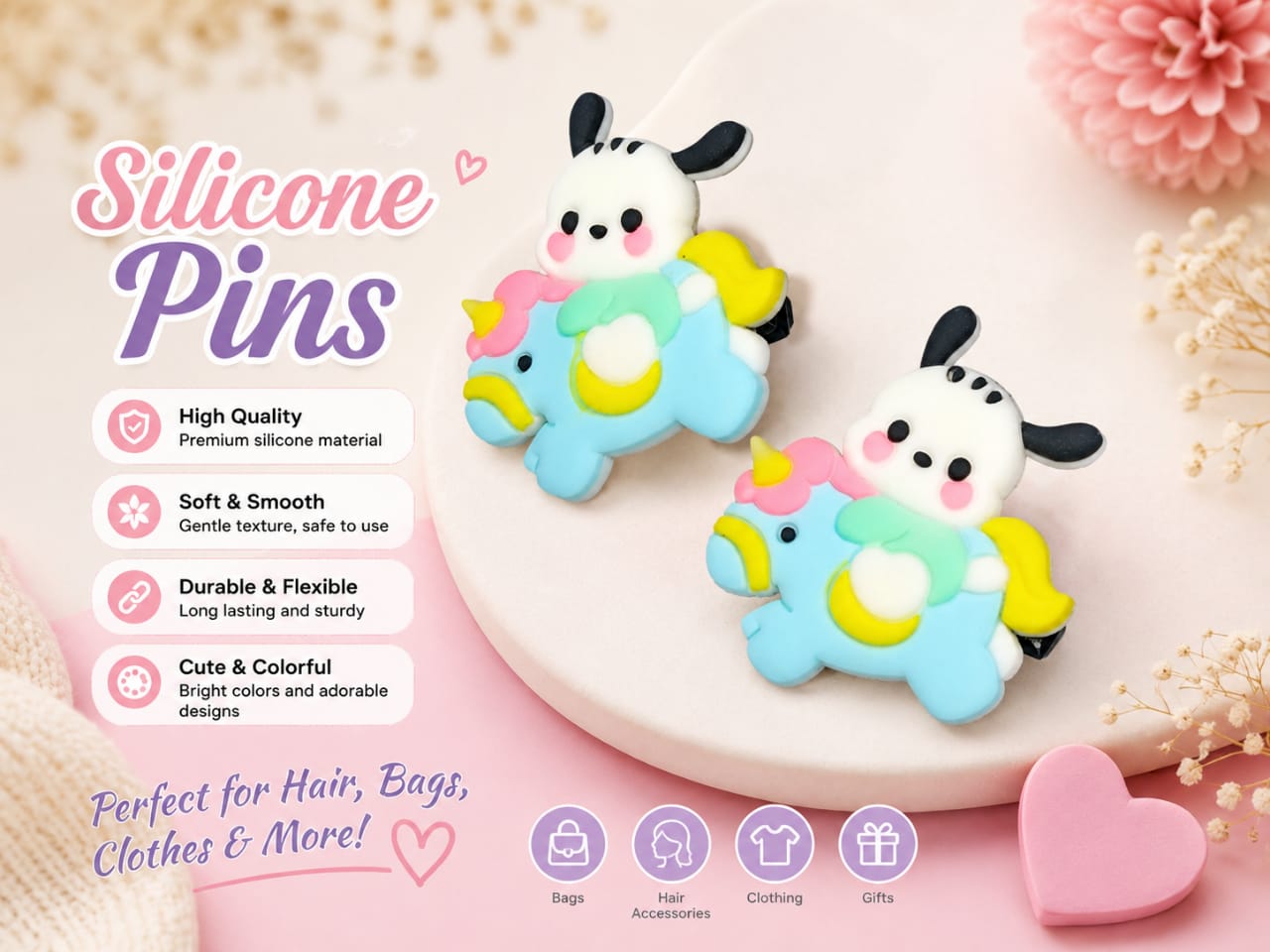 Sky blue silicon pins pair