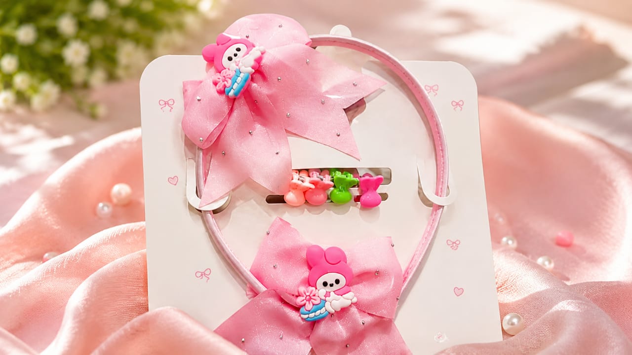 Pink hair band set (6 in 1)