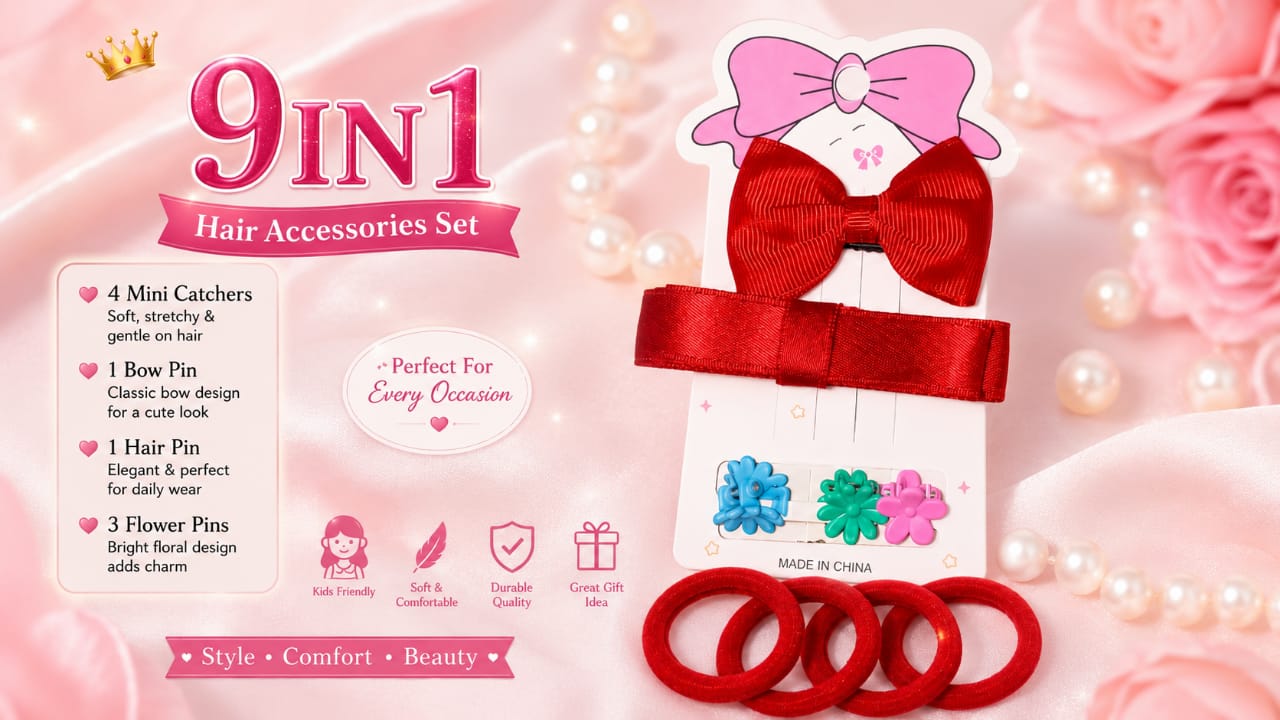 Red bow pin set (9 in 1)